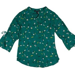 41 Hawthorn Women’s XS Green Floral 3/4 Bell Sleeve Blouse NWT